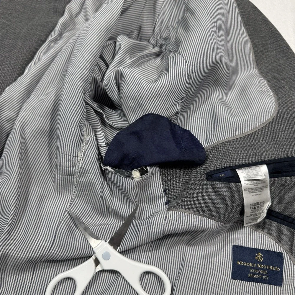 Brooks Brothers Explorer Regent Fit Blazer Mens 44L Gray 88%‎ Wool
